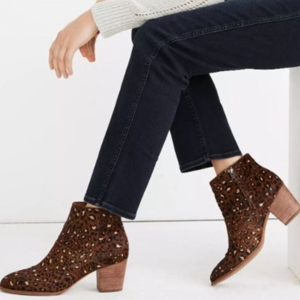 NEW MADEWELL The Rosie Ankle Boot In Rich Brown Multi Calf Hair - Picture 2 of 6